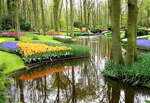 Uno de los bellos parques de Amsterdam en Primavera